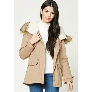 Lightweight lined fur trim jacket